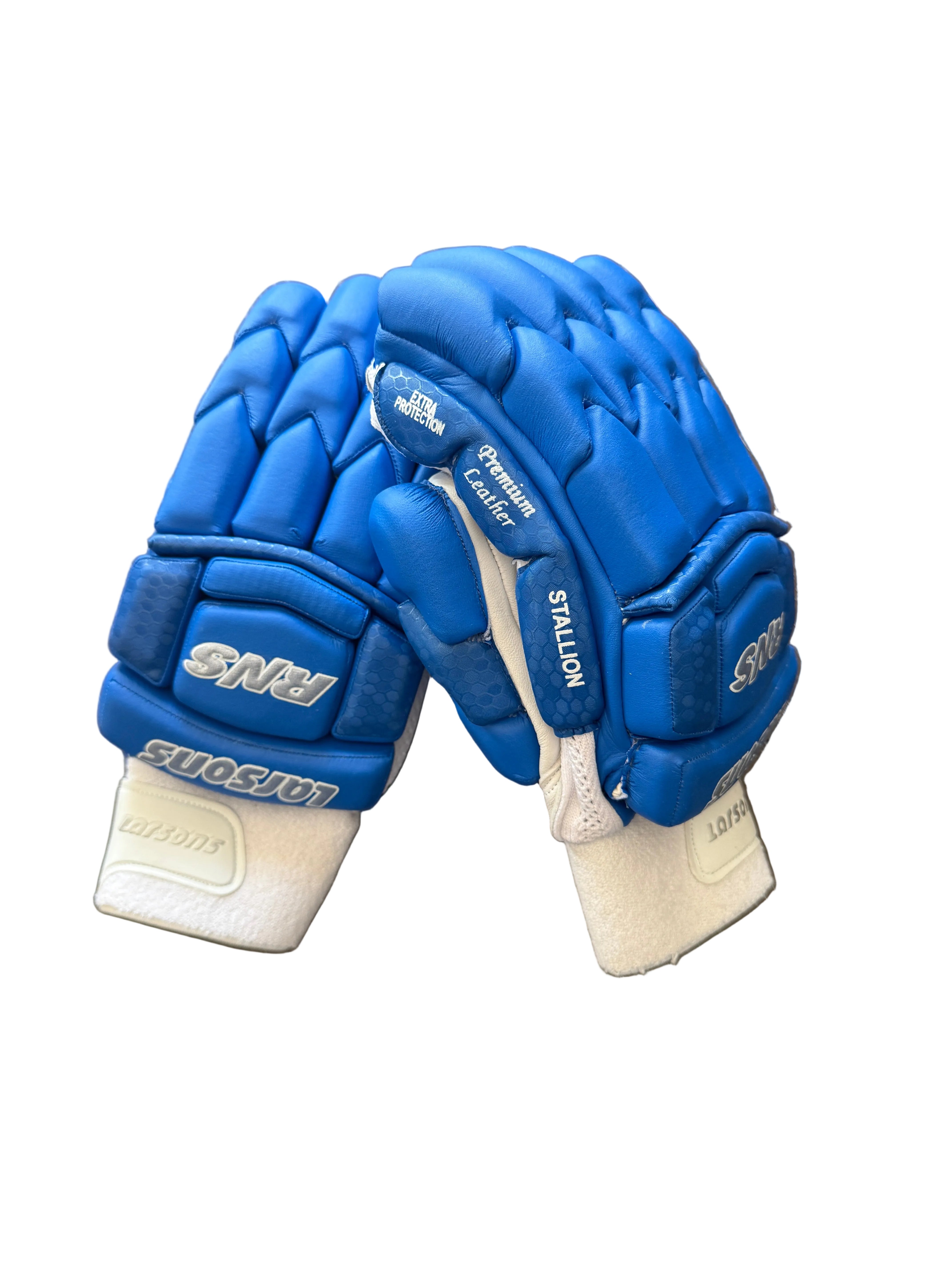 Blue cricket batting gloves