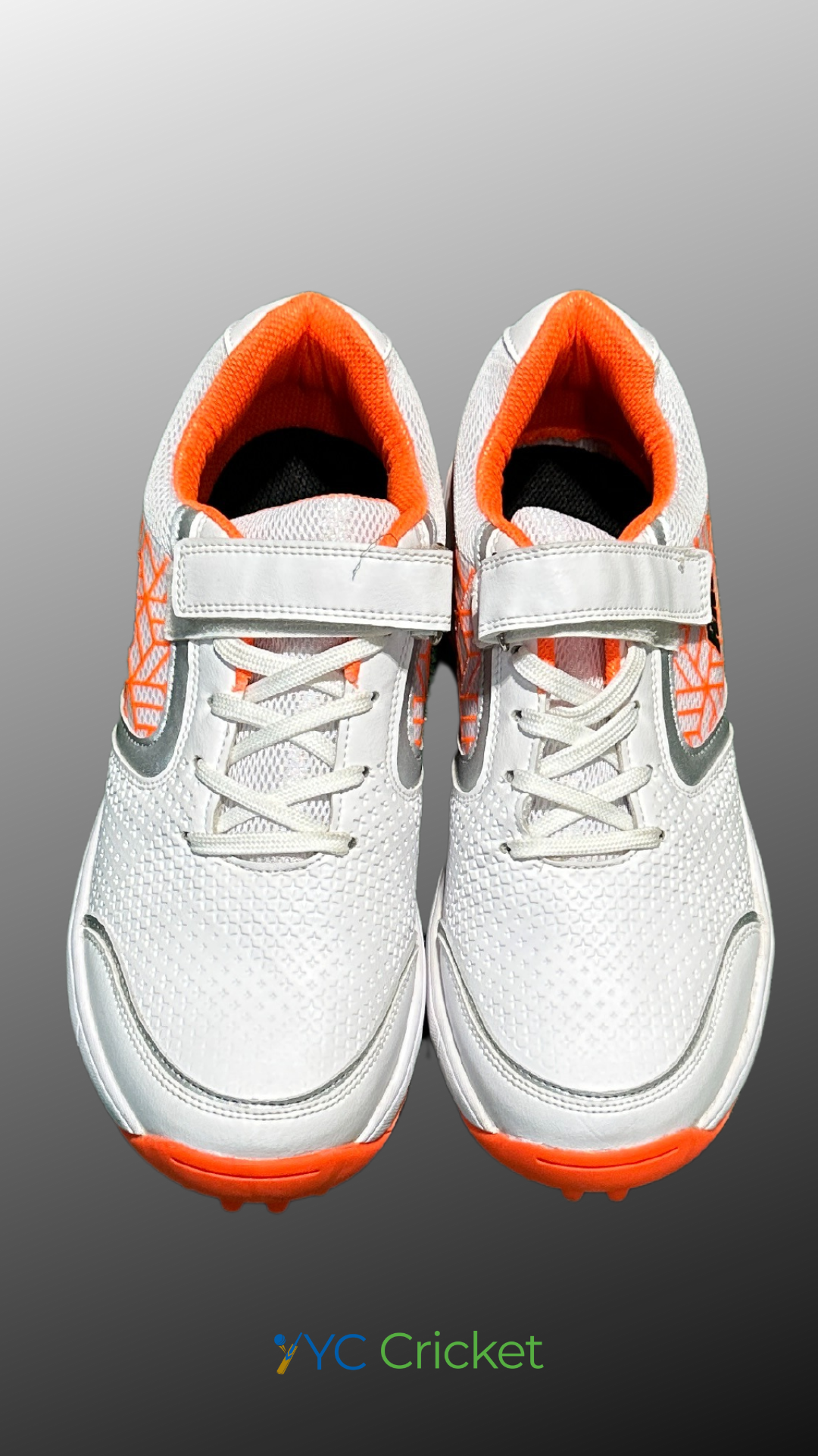 Rubber Studs Cricket Shoes Orange (With Strap)