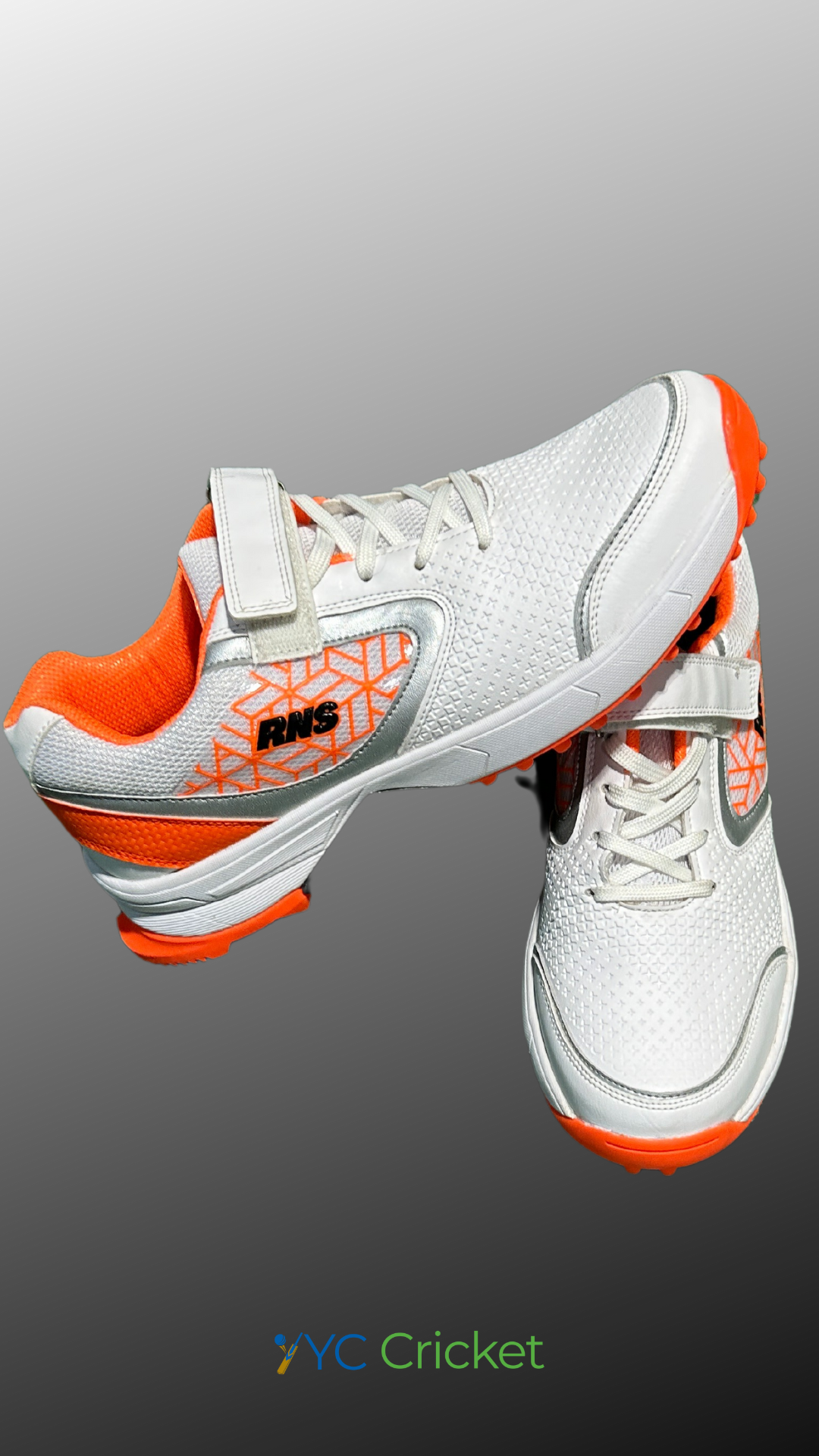 Rubber Studs Cricket Shoes Orange (With Strap)