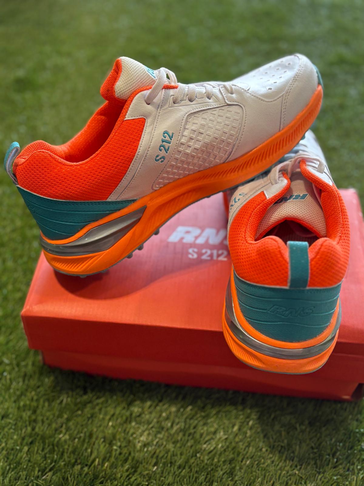 RNS Rubber Studs Cricket Shoes Teal Orange S212