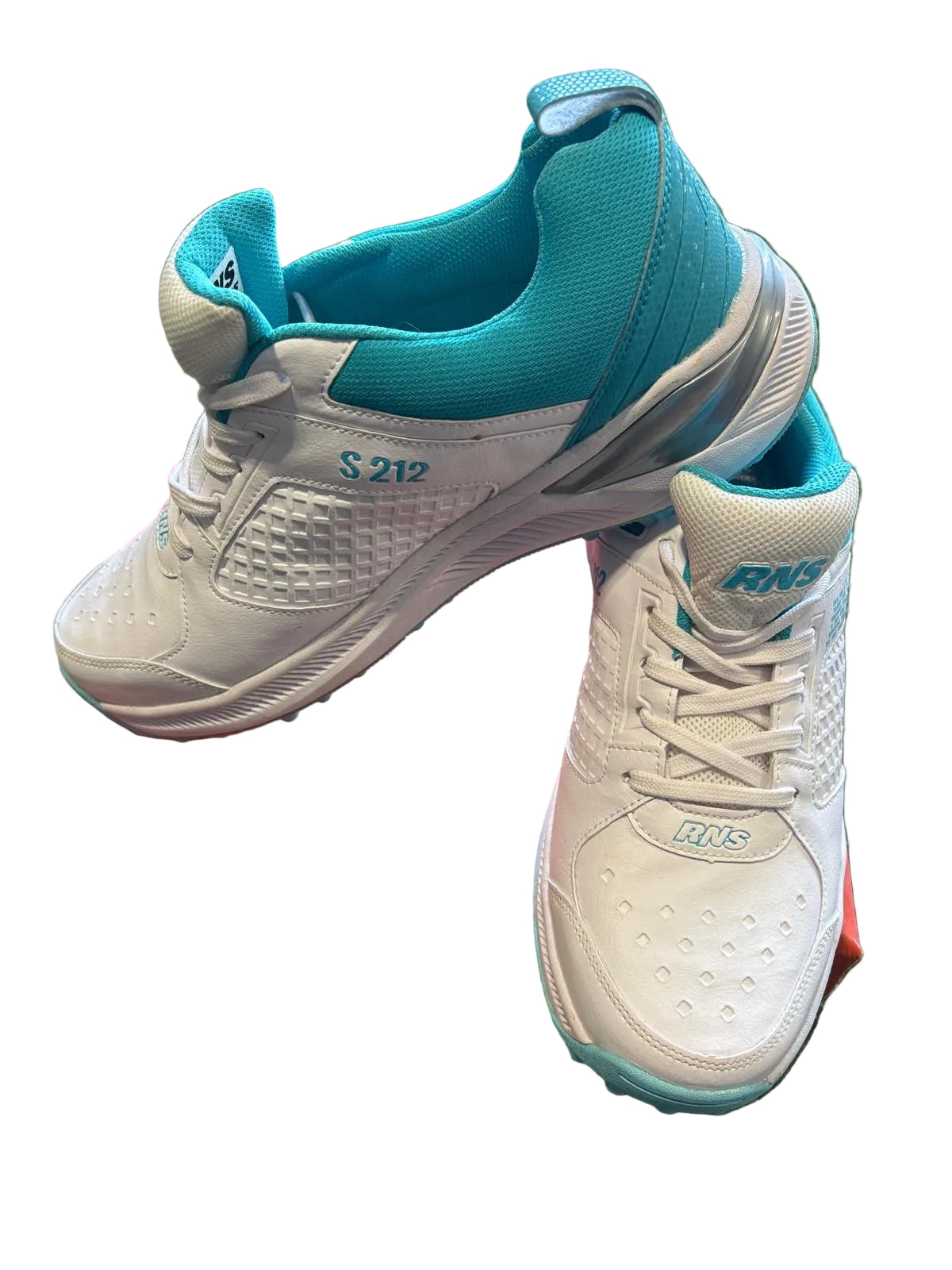 RNS Rubber Studs Cricket Shoes White Teal S212