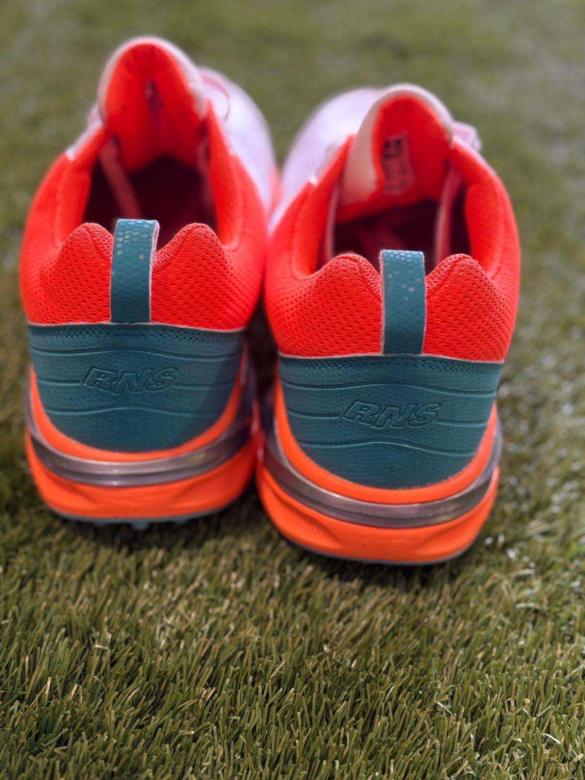 RNS Rubber Studs Cricket Shoes Teal Orange S212