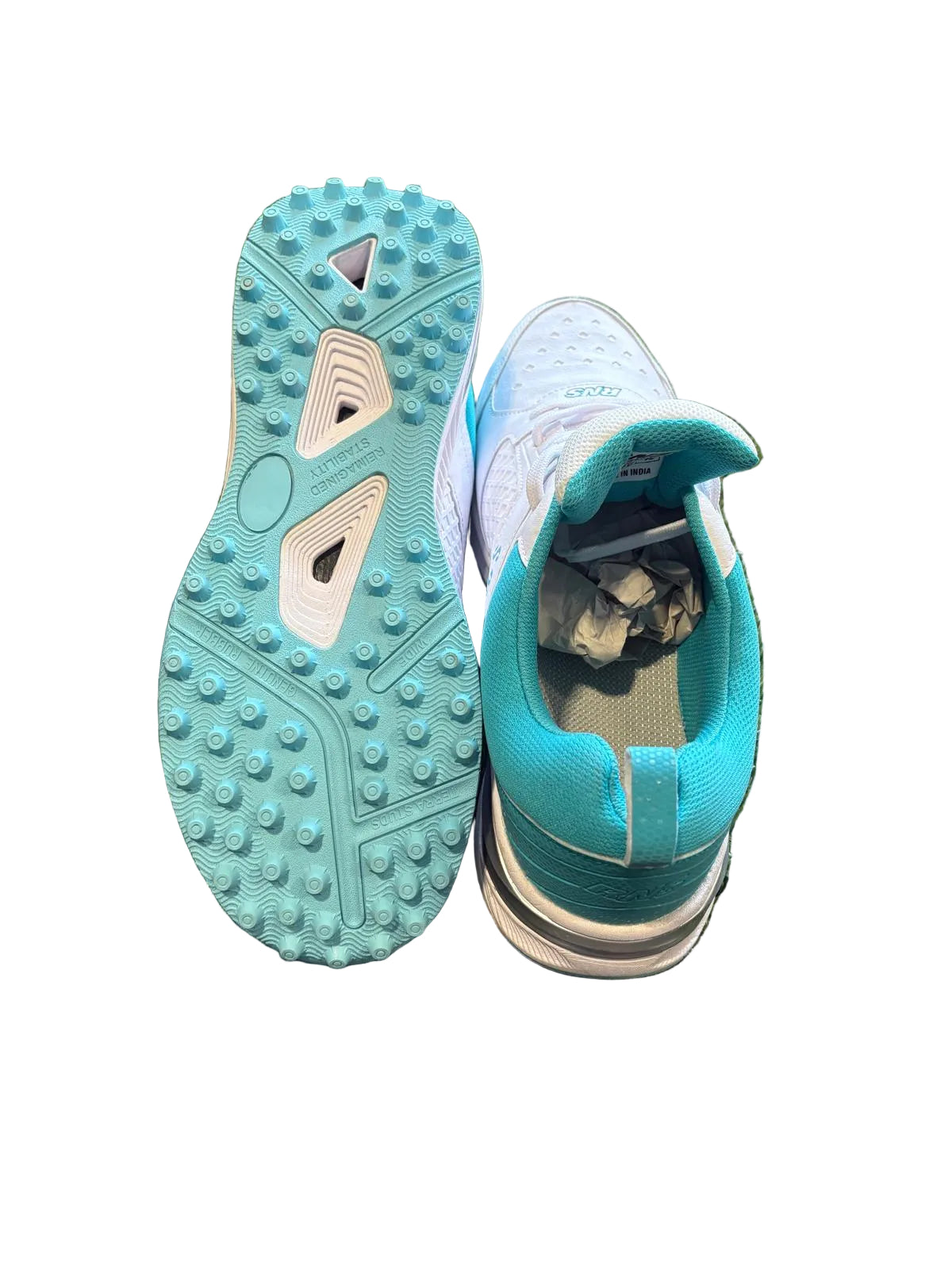 RNS Rubber Studs Cricket Shoes White Teal S212