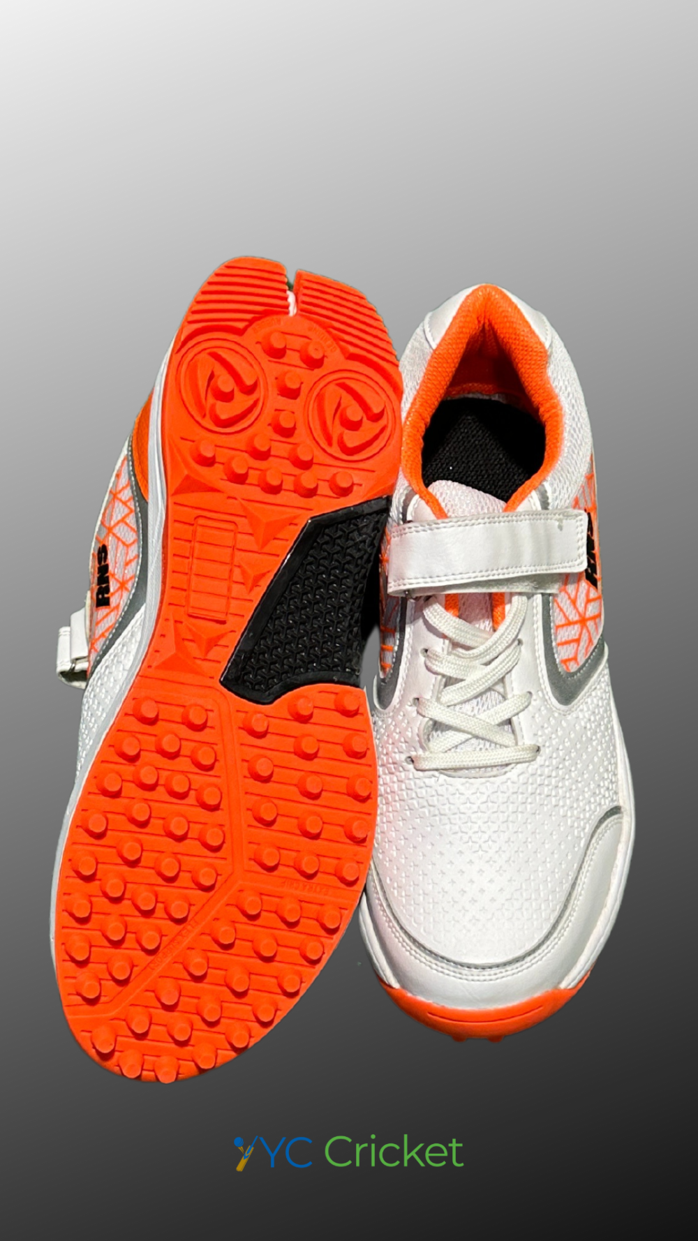 Rubber Studs Cricket Shoes Orange (With Strap)